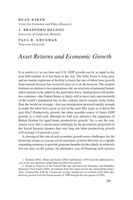 Asset Returns and Economic Growth