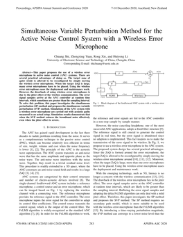 Simultaneous Variable Perturbation Method for the Active Noise Control System with a Wireless Error Microphone