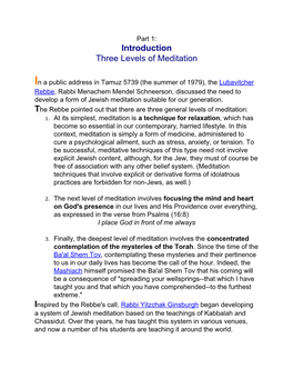 Introduction Three Levels of Meditation