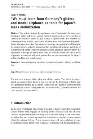Gliders and Model Airplanes As Tools for Japan's Mass Mobilization