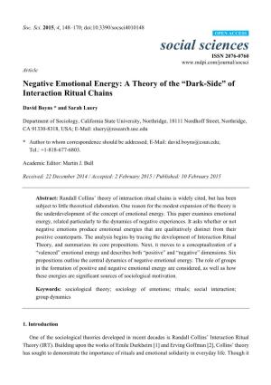 Negative Emotional Energy: a Theory of the “Dark-Side” of Interaction Ritual Chains