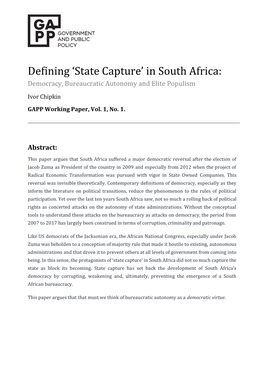 Defining 'State Capture' in South Africa