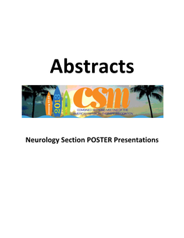 Neurology Section POSTER Presentations