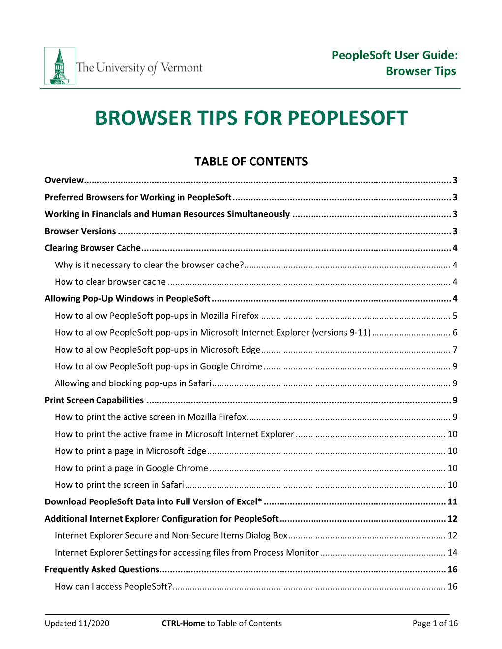 Browser Tips for Peoplesoft