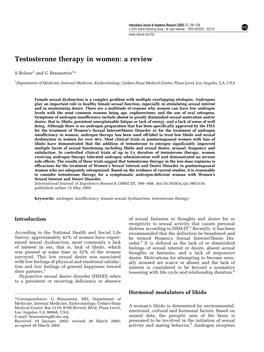 Testosterone Therapy in Women: a Review