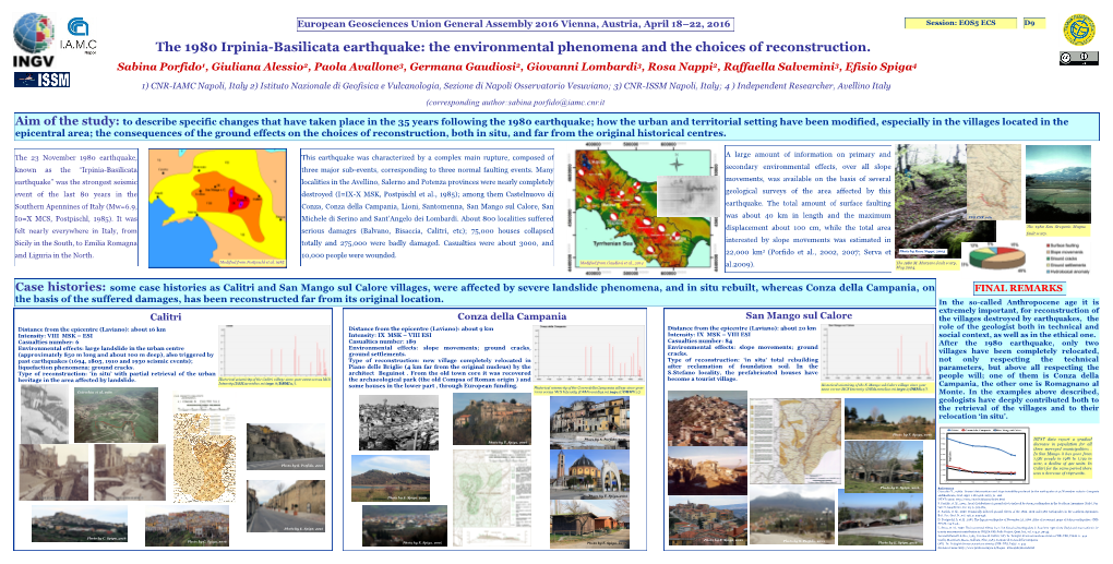 The 1980 Irpinia-Basilicata Earthquake: the Environmental Phenomena and the Choices of Reconstruction