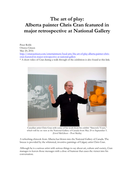 Alberta Painter Chris Cran Featured in Major Retrospective at National Gallery