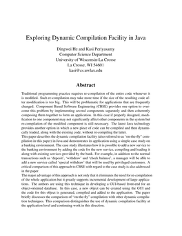 Exploring Dynamic Compilation Facility in Java