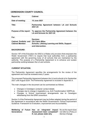 Partnership Agreement Between LA and Schools 2021-24
