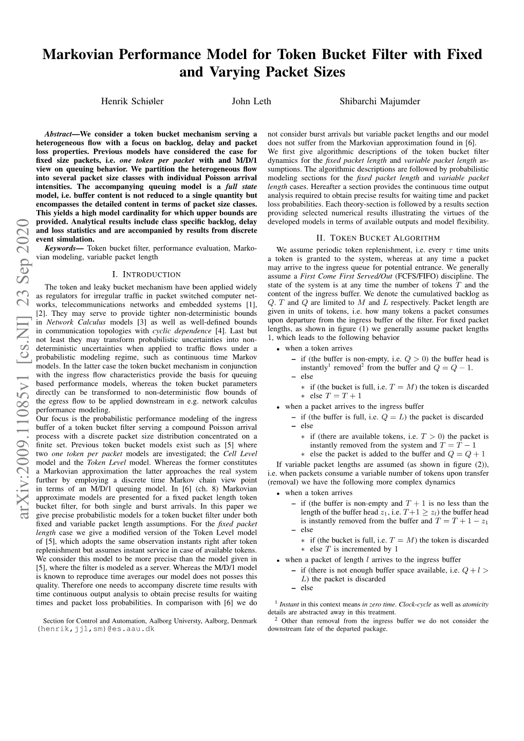 Markovian Performance Model for Token Bucket Filter with Fixed And