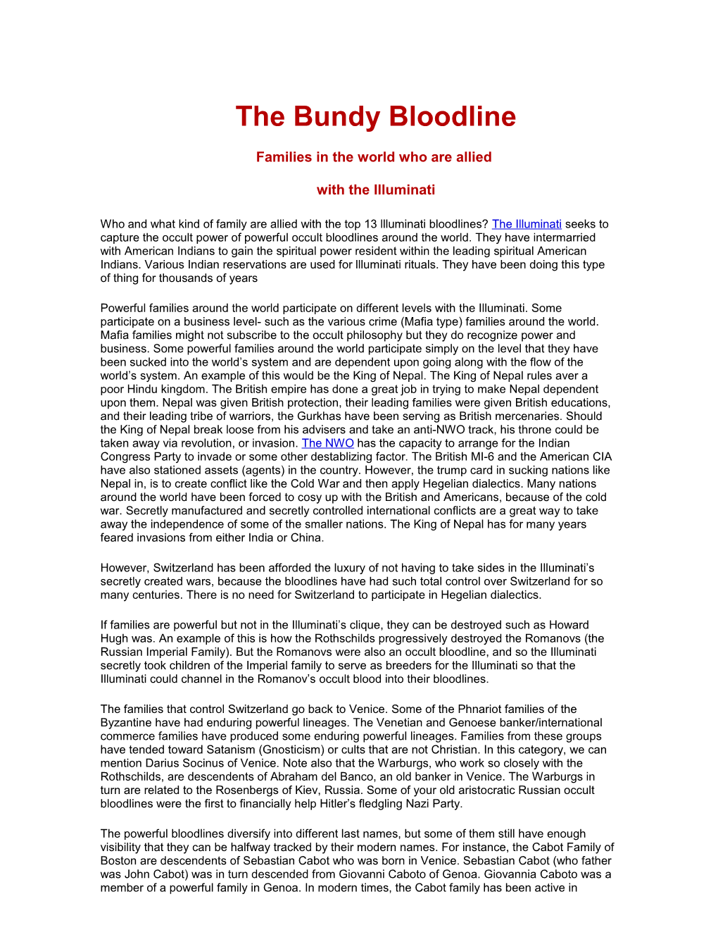 The Bundy Bloodline