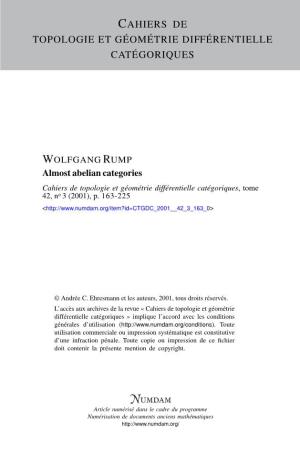 Almost Abelian Categories Cahiers De Topologie Et Géométrie Différentielle Catégoriques, Tome 42, No 3 (2001), P