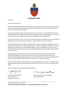 Bishop's July 2020 Letter