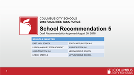 School Recommendation 5 Draft Recommendation Approved August 30, 2018