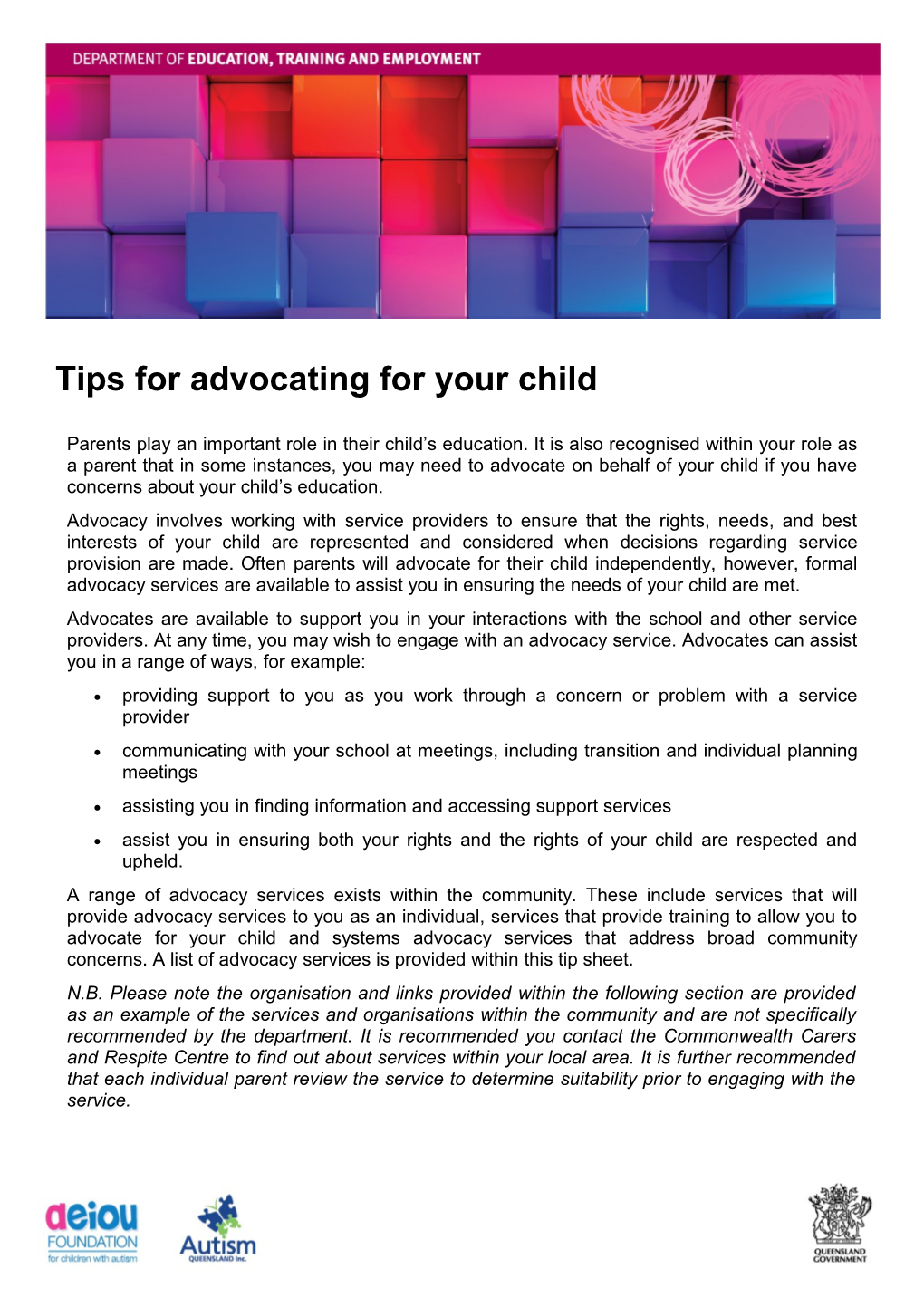 Advocacy Groups - Tips for Advocating for Your Child