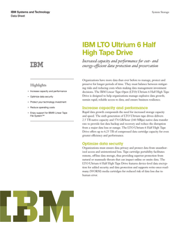 IBM LTO-6 Half-Height Tape Drive Datasheet