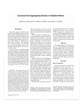 Anchored Fish Aggregating Devices in Hawaiian Waters