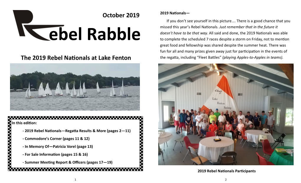 Ebel Rabble to Complete the Scheduled 7 Races Despite a Storm on Friday, Not to Men�On Great Food and Fellowship Was Shared Despite the Summer Heat