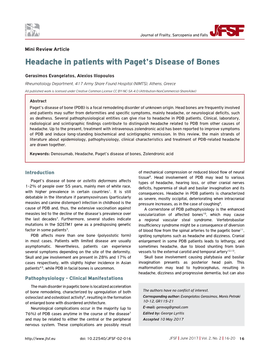 Headache in Patients with Paget's Disease of Bones