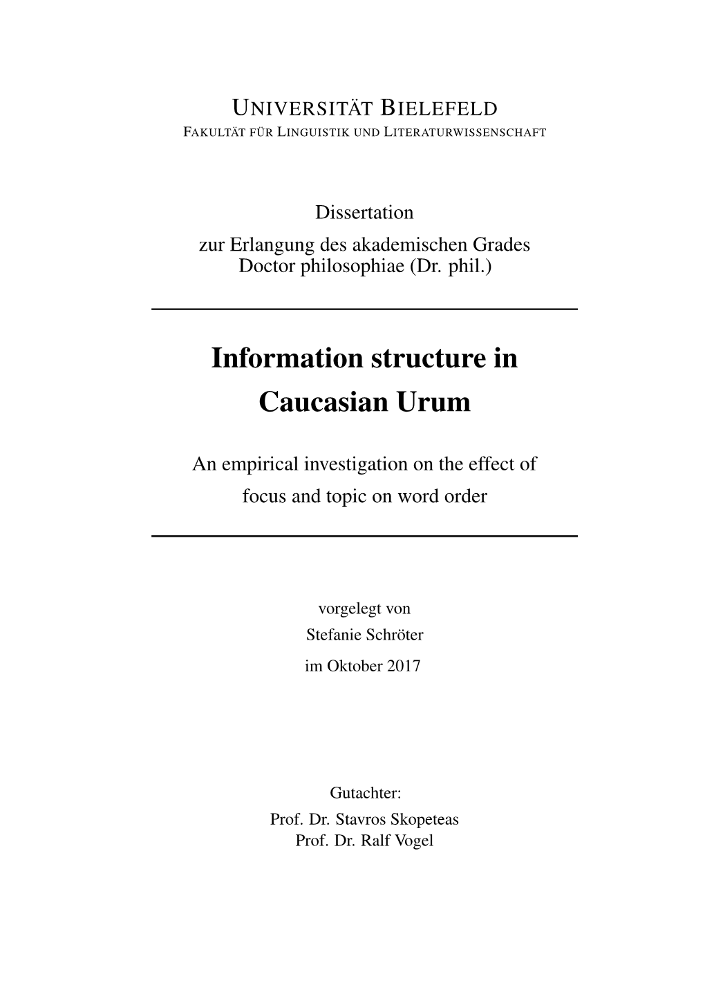 Information Structure in Caucasian Urum