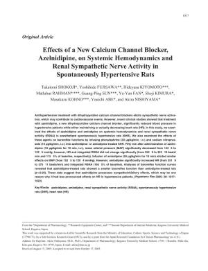 Effects of a New Calcium Channel Blocker, Azelnidipine, on Systemic Hemodynamics and Renal Sympathetic Nerve Activity in Spontaneously Hypertensive Rats