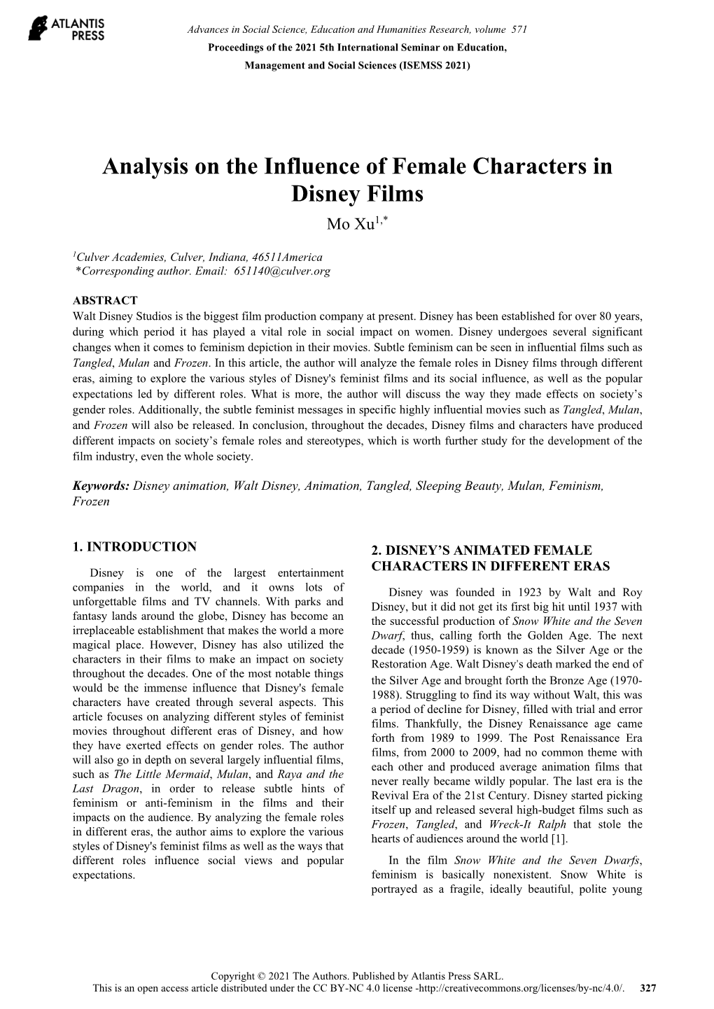 analysis-on-the-influence-of-female-characters-in-disney-films-mo-xu1