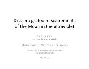 Disk-‐Integrated Measurements of the Moon in the Ultraviolet