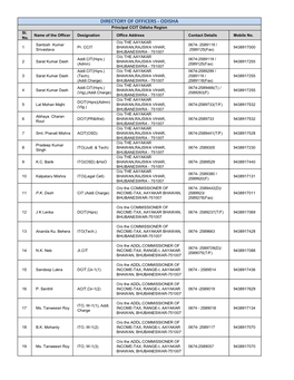 DIRECTORY of OFFICERS - ODISHA Principal CCIT Odisha Region Sl