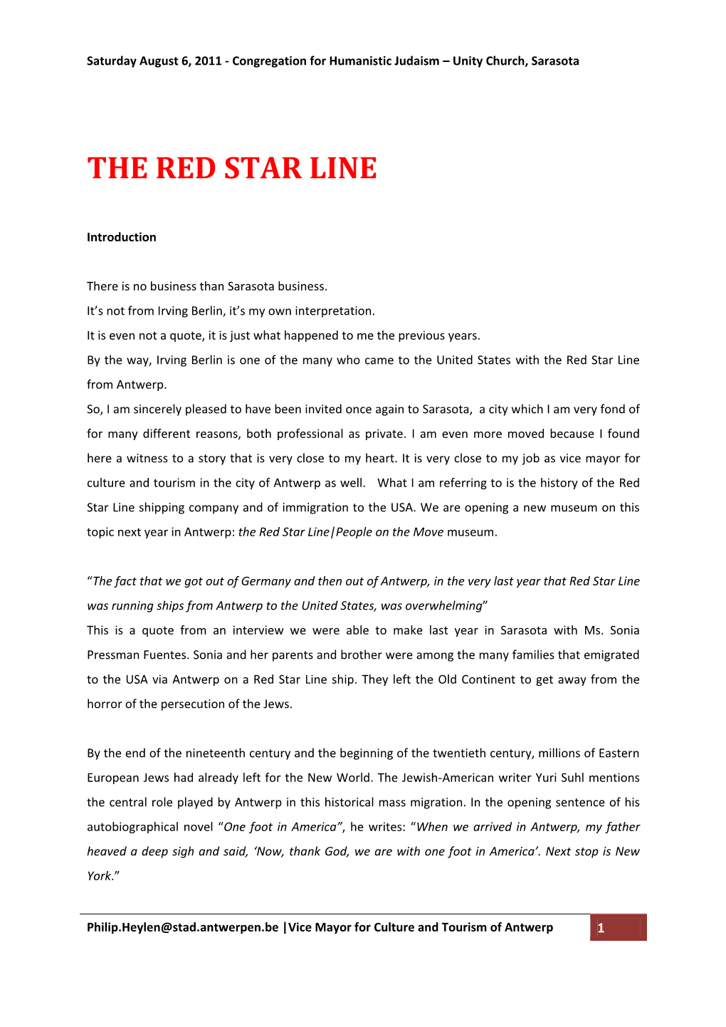 The Red Star Line and Jewish Immigrants