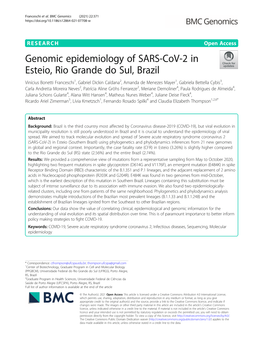 Genomic Epidemiology of SARS-Cov-2 In