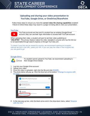 Uploading and Sharing Your Video Presentation to Youtube, Google Drive, Or Onedrive/Sharepoint