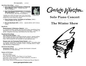 Solo Piano Concert the Winter Show