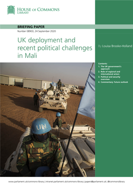 UK Deployment and Recent Political Challenges in Mali