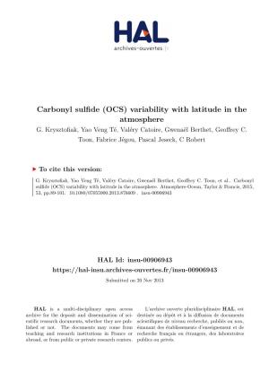Carbonyl Sulfide (OCS) Variability with Latitude in the Atmosphere