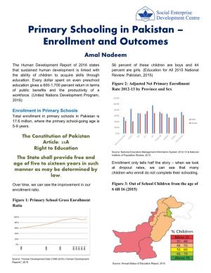 Primary Schooling in Pakistan Enrollment and Outcomes