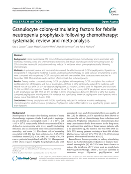 Granulocyte Colony-Stimulating Factors for Febrile
