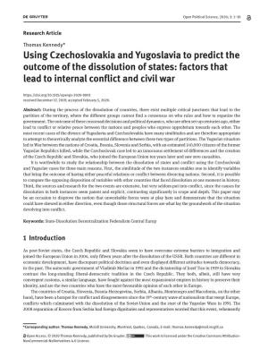 Using Czechoslovakia and Yugoslavia to Predict the Outcome