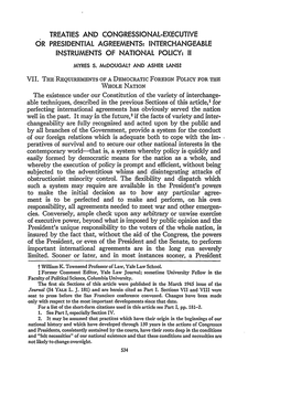 Treaties and Congressional-Executive Or Presidential Agreements: Interchangeable Instruments of National Policy: Ii