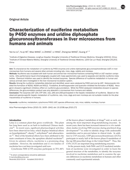 Characterization of Nuciferine Metabolism by P450 Enzymes and Uridine Diphosphate Glucuronosyltransferases in Liver Microsomes from Humans and Animals