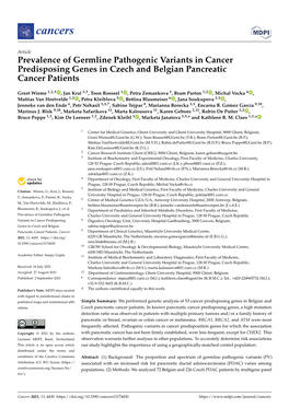 Prevalence of Germline Pathogenic Variants in Cancer Predisposing Genes in Czech and Belgian Pancreatic Cancer Patients