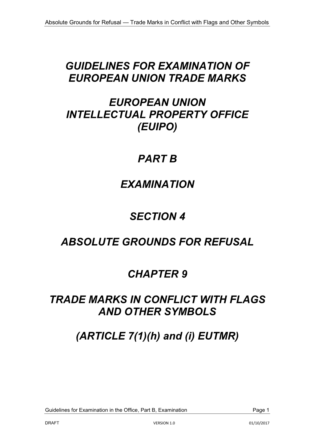 Guidelines for Examination of European Union Trade Marks