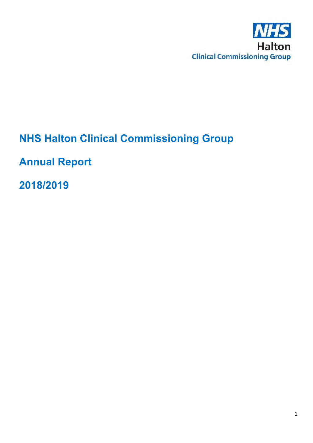 NHS Halton Clinical Commissioning Group Annual Report 2018/2019