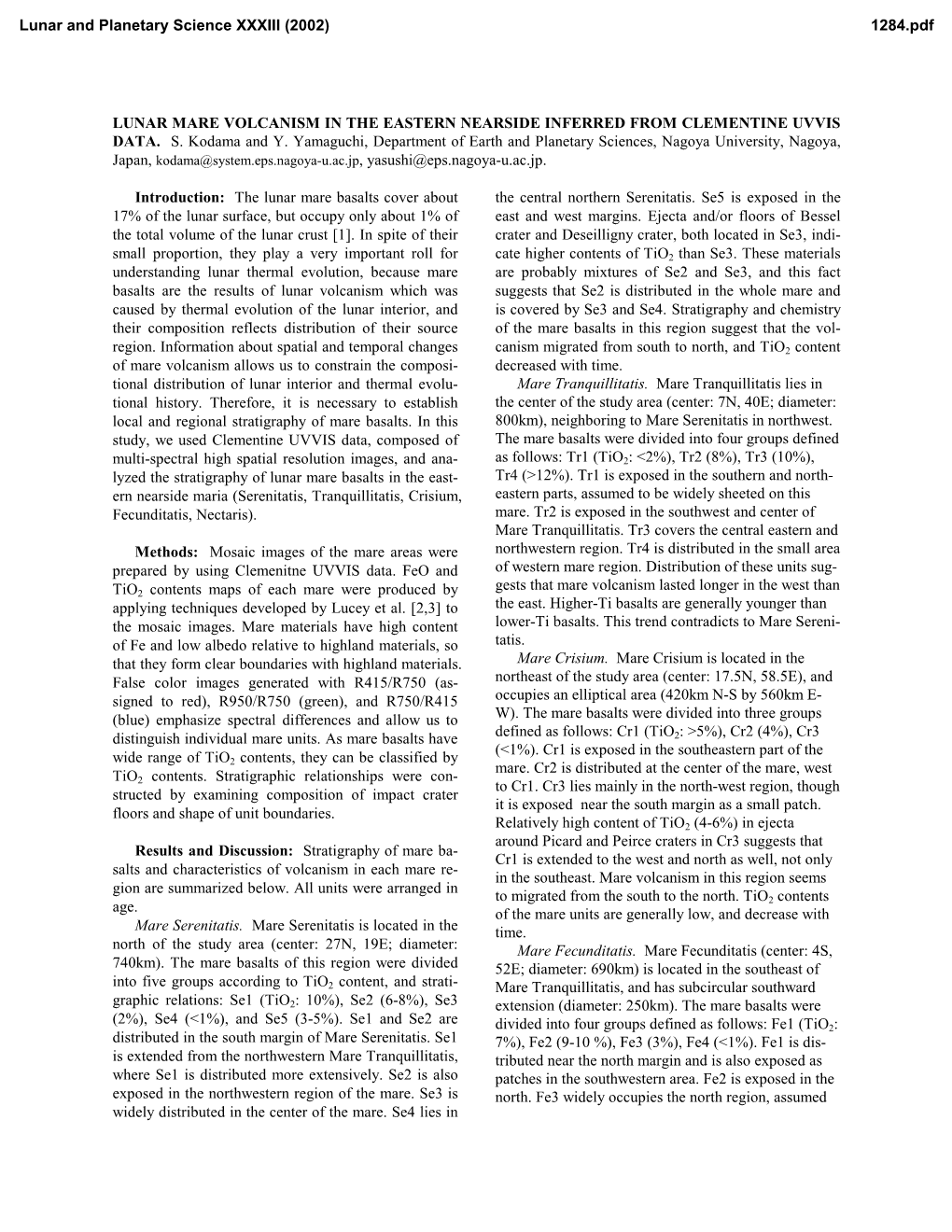 Lunar Mare Volcanism in the Eastern Nearside Inferred from Clementine Uvvis Data