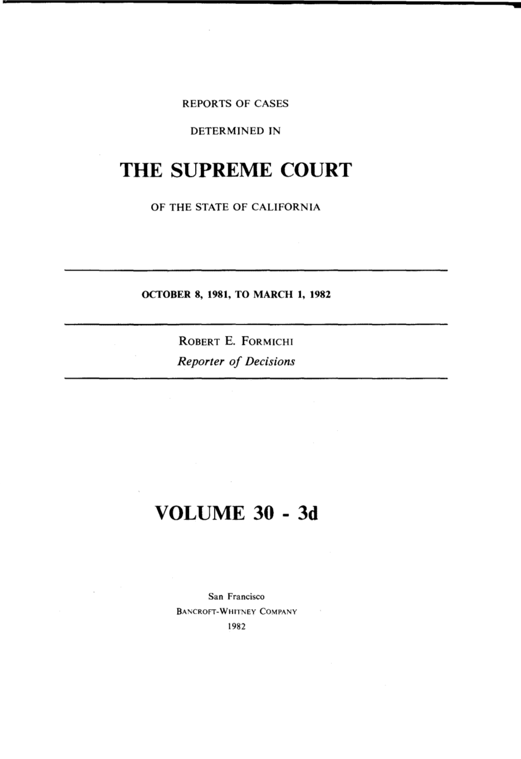 The Supreme Court Volume 30