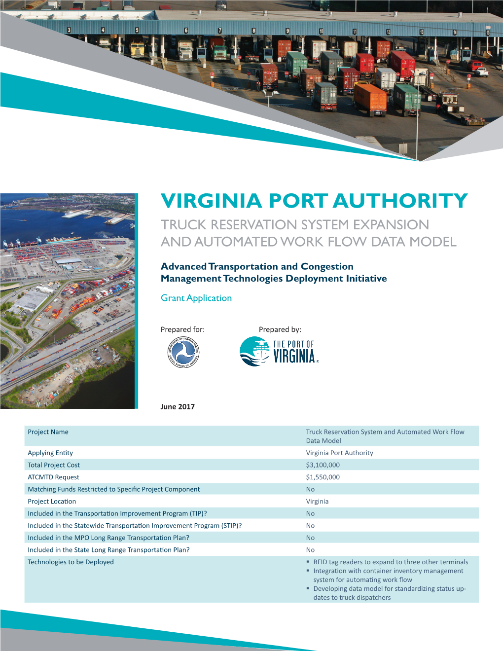 Virginia Port Authority Truck Reservation System Expansion and Automated Work Flow Data Model