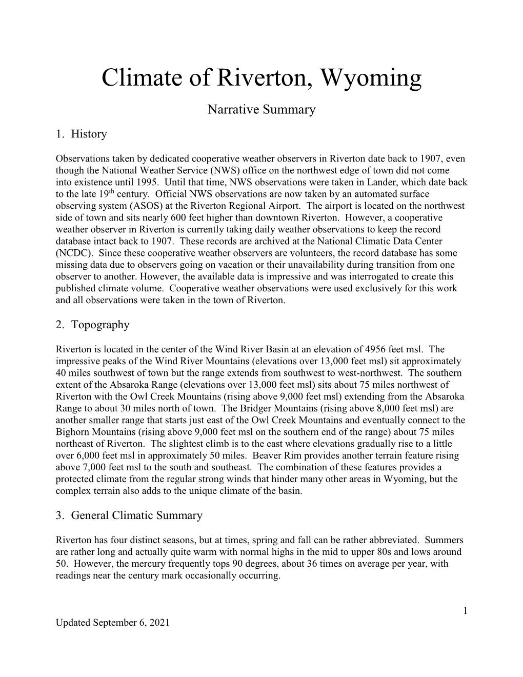 Climate of Riverton, Wyoming