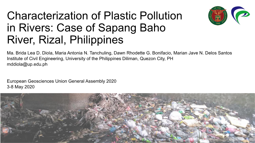 Characterization of Plastic Pollution in Rivers: Case of Sapang Baho River, Rizal, Philippines