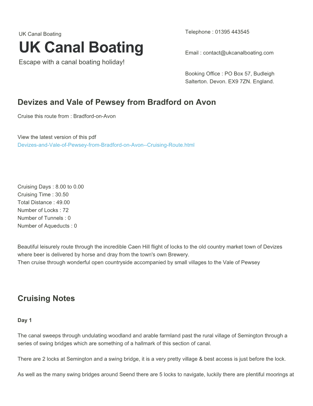 Devizes and Vale of Pewsey from Bradford on Avon | UK Canal Boating