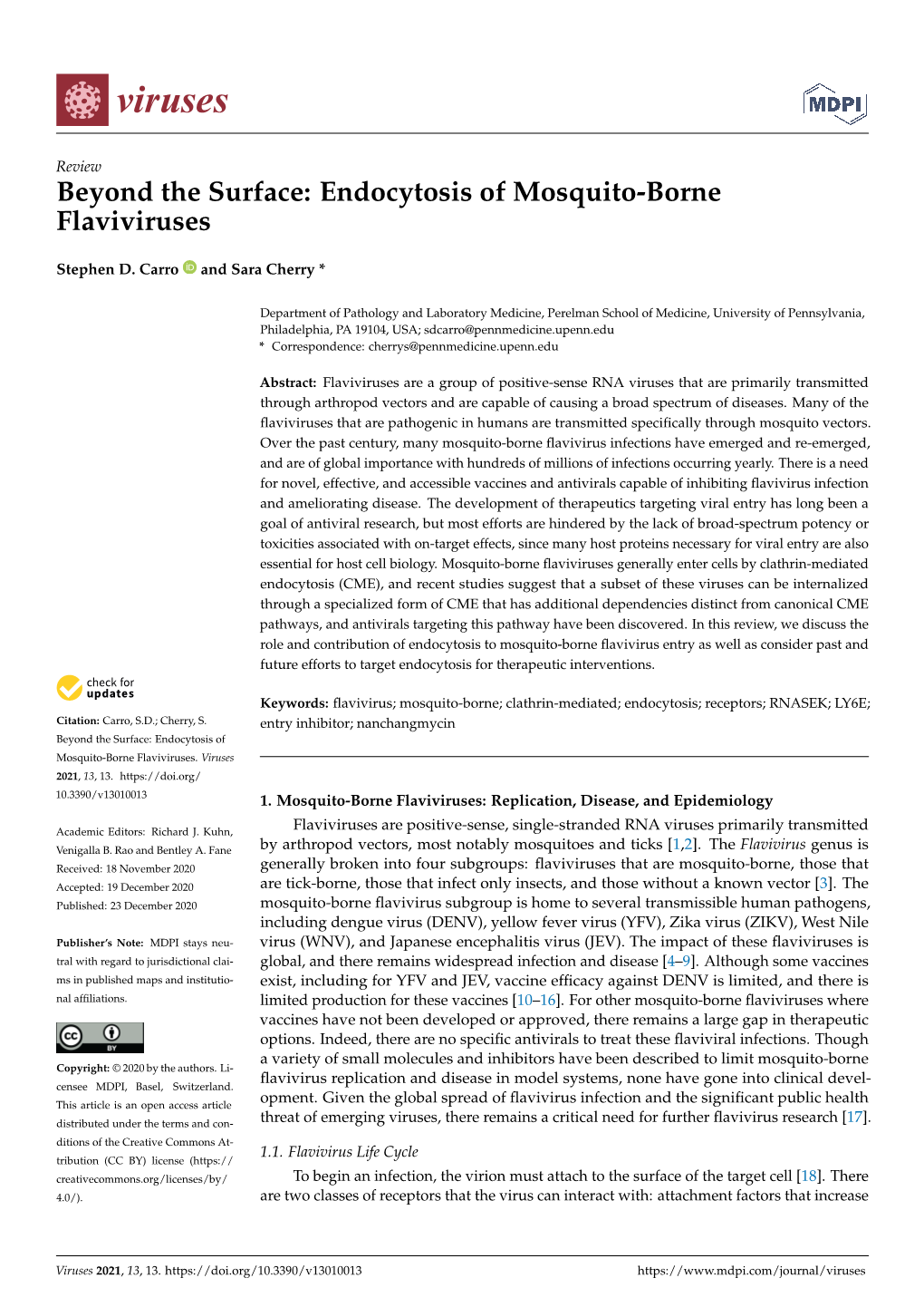 Endocytosis of Mosquito-Borne Flaviviruses