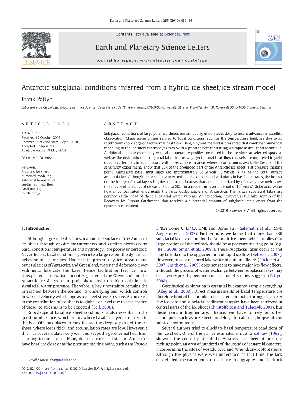 Pattyn2010 EPSL.Pdf